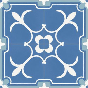 Liz Flower Blue 03 Cement Tile by Original Mission Tile