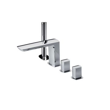 Mis 4-hole Bath Edge Mixer with Taps, Diverter Spout, 1.5m Gliss Hose and Shower Head 011394 by PALAZZANI