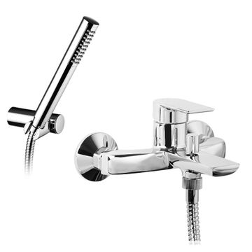 Qi Single-lever Bath Mixer with Diverter, Adjustable Shower Support, 1.5m Hose and Hand Shower 681012 by PALAZZANI