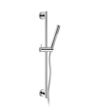 Brass Shower Rod, Ø 18mm, with Adjustable ABS Support, 1.5m Flexible Hose and ABS Shower Head 992080 by PALAZZANI
