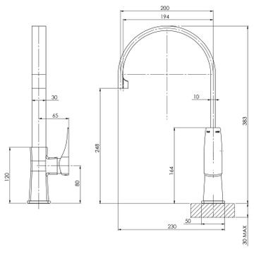 Argo Sink Mixer 200mm Gooseneck by Phoenix Tapware - view 3