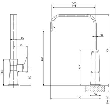 Argo Sink Mixer 200mm Squareline by Phoenix Tapware - view 3