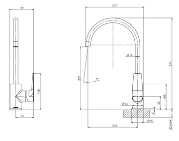 Arlo Sink Mixer 200mm Gooseneck - 6 Star - Lead Free by Phoenix Tapware - view 3