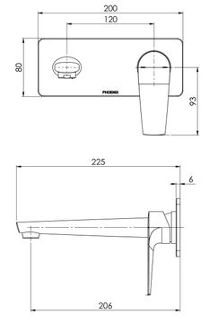 Arlo Wall Basin / Bath Mixer Set 200mm (Trim Kit Only) - 6 Star - Lead Free by Phoenix Tapware - view 3
