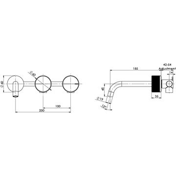 Axia Wall Basin / Bath Curved Outlet Hostess Set 180mm by Phoenix Tapware - view 4