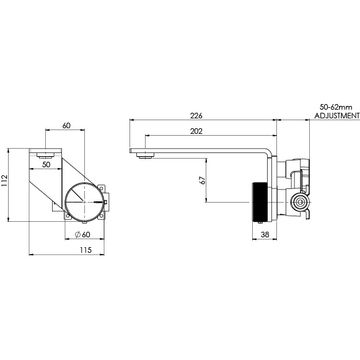 Axia Wall Basin / Bath Mixer Set 200mm by Phoenix Tapware - view 5