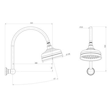 Cromford High-Rise Shower Arm and Rose by Phoenix Tapware - view 3