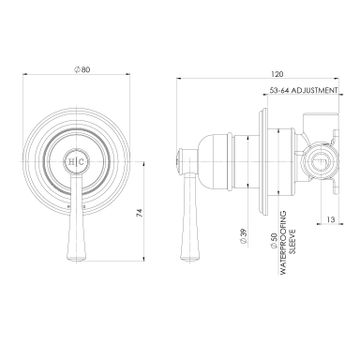 Cromford SwitchMix Shower / Wall Mixer (Fit-Off Kit Only) - Lead Free by Phoenix Tapware - view 3