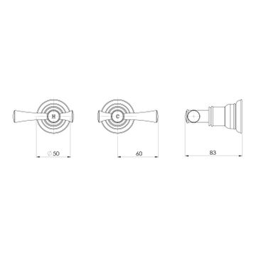 Cromford Wall Top Assemblies 15mm Extended Spindles by Phoenix Tapware - view 3