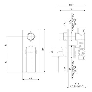 Gloss MKII SwitchMix Shower / Bath Diverter Mixer (Fit-Off Kit Only) by Phoenix Tapware - view 3