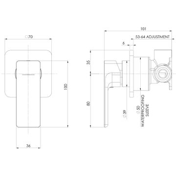 Gloss MKII SwitchMix Shower / Wall Mixer (Complete Kit) by Phoenix Tapware - view 3