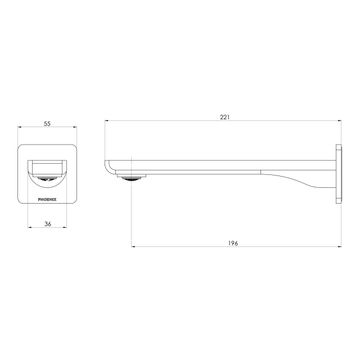 Gloss MKII Wall Basin / Bath Outlet 200mm by Phoenix Tapware - view 3