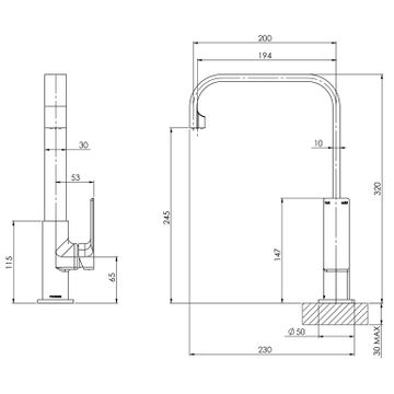 Gloss Sink Mixer 200mm Squareline by Phoenix Tapware - view 3