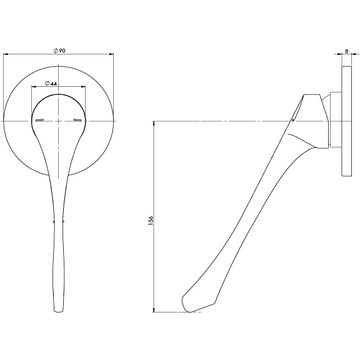 Ivy MKII Extended Handle Shower / Wall Mixer Trim Kit by Phoenix Tapware - view 3