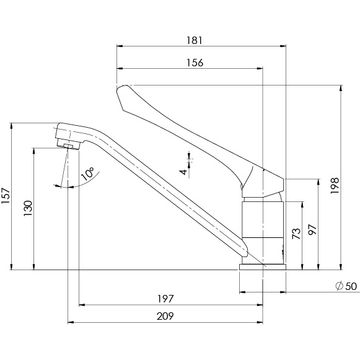 Ivy MKII Extended Handle Swivel Sink Mixer - Lead Free by Phoenix Tapware - view 3