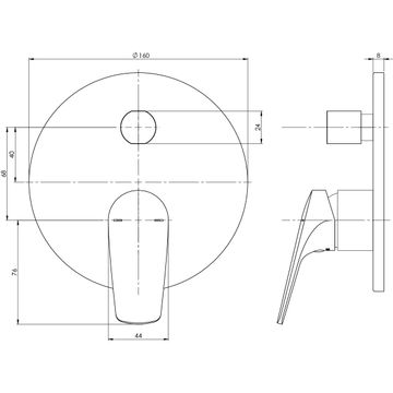 Ivy MKII Shower / Bath Diverter Mixer (Trim Kit Only) by Phoenix Tapware - view 3