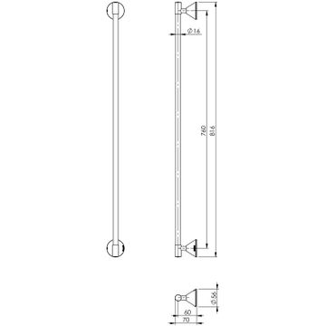 Ivy Single Towel Rail 760mm by Phoenix Tapware - view 3
