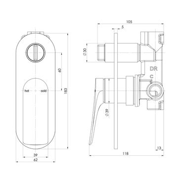 Kusabi SwitchMix Shower / Bath Diverter Mixer (Fit-Off Kit Only) - Lead Free - Tradelink Exclusive by Phoenix Tapware - view 3