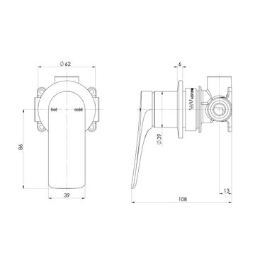 Kusabi SwitchMix Shower / Wall Mixer (Fit-Off Kit Only) - Lead Free - Tradelink Exclusive by Phoenix Tapware - view 3