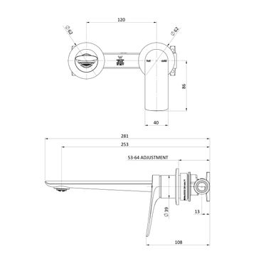 Kusabi SwitchMix Wall Basin / Bath Mixer Set 200mm (Complete Kit) - Lead Free - Tradelink Exclusive by Phoenix Tapware - view 3