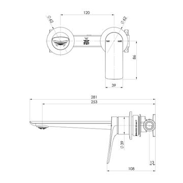 Kusabi SwitchMix Wall Basin / Bath Mixer Set 200mm (Fit-Off Kit Only) - Lead Free - Tradelink Exclusive by Phoenix Tapware - view 3