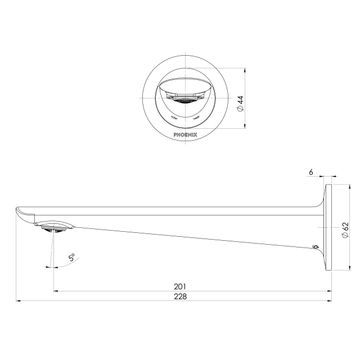 Kusabi Wall Basin / Bath Outlet 200mm - Lead Free - Tradelink Exclusive by Phoenix Tapware - view 3