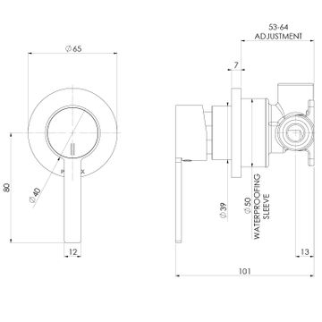 Lexi MKII SwitchMix Shower / Wall Mixer Fit-Off Kit - Lead Free by Phoenix Tapware - view 3