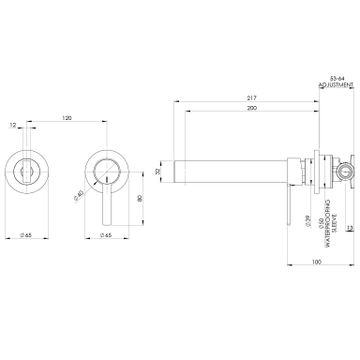 Lexi MKII SwitchMix Wall Basin Mixer Set 200mm (Complete Kit) by Phoenix Tapware - view 3