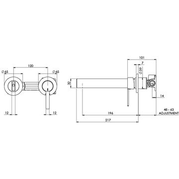 Lexi MKII Wall Bath Mixer Set 200mm by Phoenix Tapware - view 3