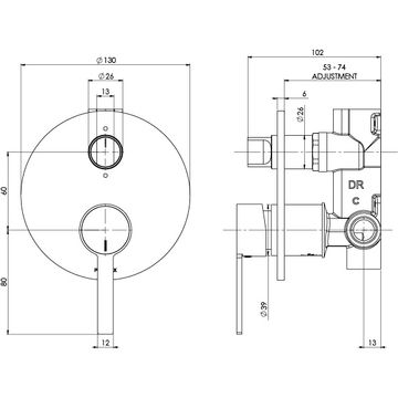 Lexi MKII Wall Shower / Bath Diverter Mixer by Phoenix Tapware - view 3