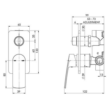 Mekko Shower / Bath Diverter Mixer by Phoenix Tapware - view 3