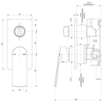 Mekko SwitchMix Shower / Bath Diverter Mixer (Complete Kit) by Phoenix Tapware - view 3