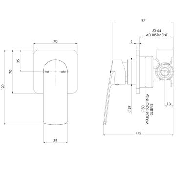 Mekko SwitchMix Shower / Wall Mixer (Fit-Off Kit Only) - Lead Free by Phoenix Tapware - view 3