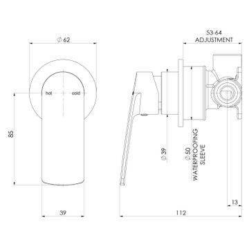 Mekko SwitchMix Shower / Wall Mixer Round Plate (Fit-Off Kit Only) - Lead Free by Phoenix Tapware - view 3