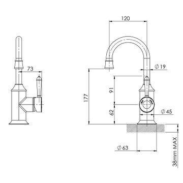 Nostalgia Basin Mixer 120mm Gooseneck by Phoenix Tapware - view 3
