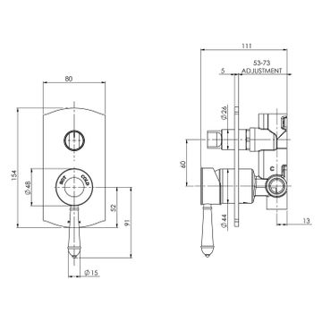 Nostalgia Shower / Bath Diverter Mixer by Phoenix Tapware - view 3