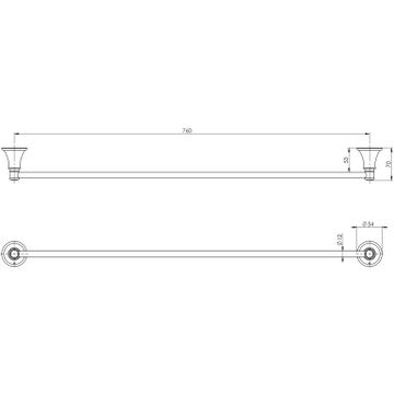 Nostalgia Single Towel Rail 760mm by Phoenix Tapware - view 3