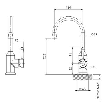 Nostalgia Sink Mixer 160mm Gooseneck by Phoenix Tapware - view 3