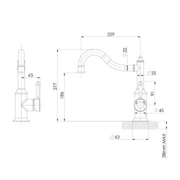 Nostalgia Sink Mixer 230mm Shepherds Crook by Phoenix Tapware - view 3