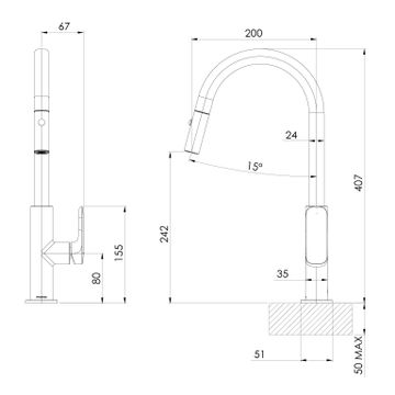 Nuage Pull Out Sink Mixer 200mm - Lead Free by Phoenix Tapware - view 3