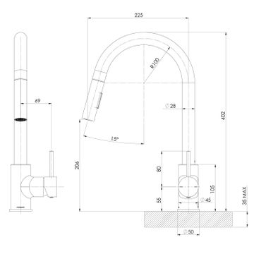 Pina Pull Out Sink Mixer 230mm - Lead Free by Phoenix Tapware - view 3