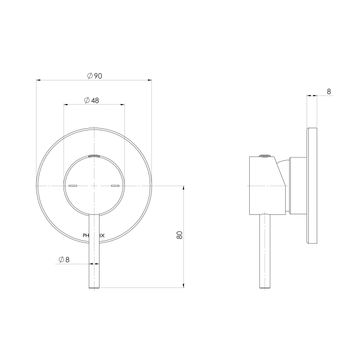 Pina Shower / Wall Mixer 90mm (Trim Kit Only) by Phoenix Tapware - view 3
