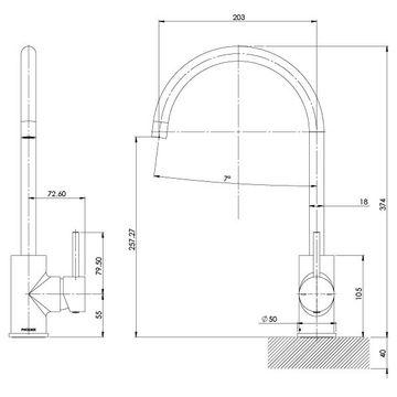 Pina Sink Mixer 200mm Gooseneck - Lead Free by Phoenix Tapware - view 3