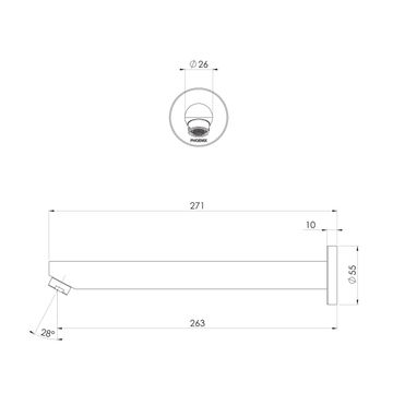 Pina Wall Bath Outlet 250mm by Phoenix Tapware - view 3
