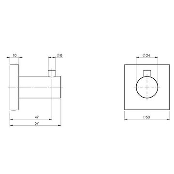 Radii Robe Hook Square Plate by Phoenix Tapware - view 3