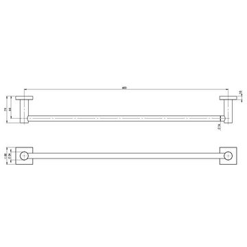 Radii Single Towel Rail 600mm Square Plate by Phoenix Tapware - view 3