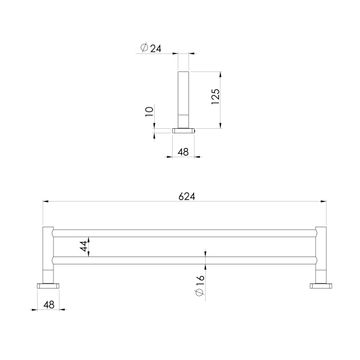 Radii SS 316 Double Towel Rail 600mm Square Plate by Phoenix Tapware - view 3