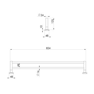 Radii SS 316 Double Towel Rail 800mm Square Plate by Phoenix Tapware - view 3