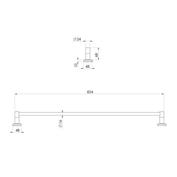 Radii SS 316 Single Towel Rail 800mm Square Plate by Phoenix Tapware - view 3