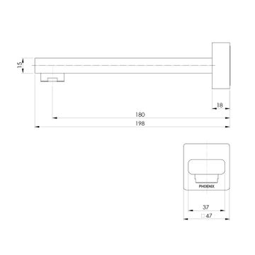 Radii Wall Basin Outlet 200mm by Phoenix Tapware - view 3